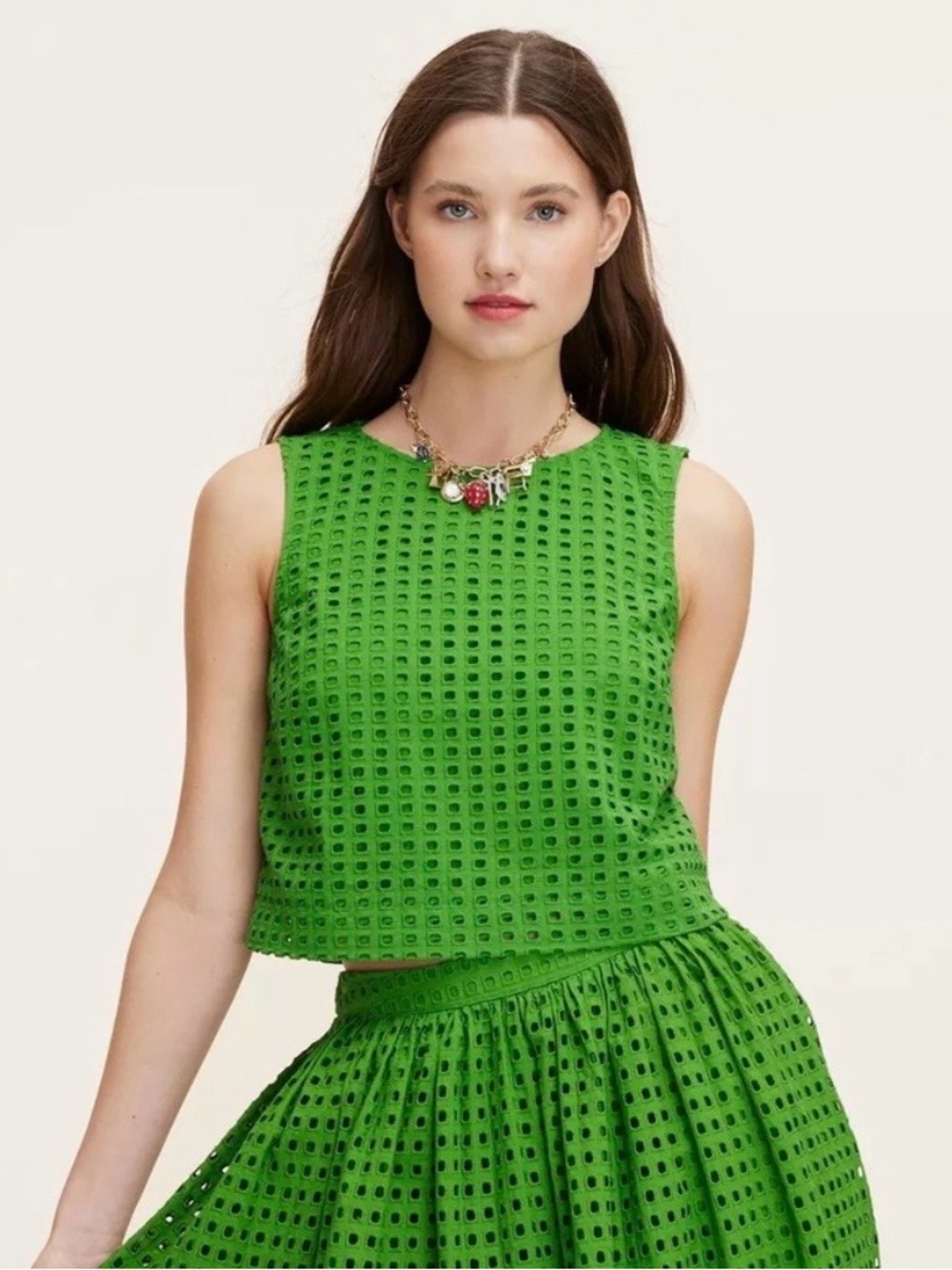 Kate Spade x Target Eyelet Sleeveless Blouse Green Sz M